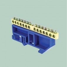 Шина нулевая изолированная ШНИ-8х12-14-Д с DIN-изолятором синяя  Шина нулевая изолированная ШНИ-8х12-14-Д с DIN-изолятором синяя