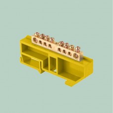 Шина нулевая изолированная ШНИ-6х9-8-Д с DIN-изолятором желтая  Шина нулевая изолированная ШНИ-6х9-8-Д с DIN-изолятором желтая