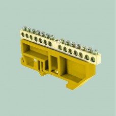 Шина нулевая изолированная ШНИ-6х9-14-Д с DIN-изолятором желтая  Шина нулевая изолированная ШНИ-6х9-14-Д с DIN-изолятором желтая