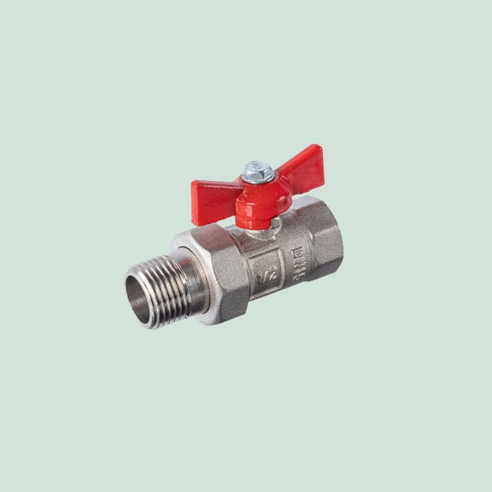 Кран шаровой ВР/НР Ду 15 ПРАКТИК 132 бабочка с удлинителем никель ГАЛЛОП